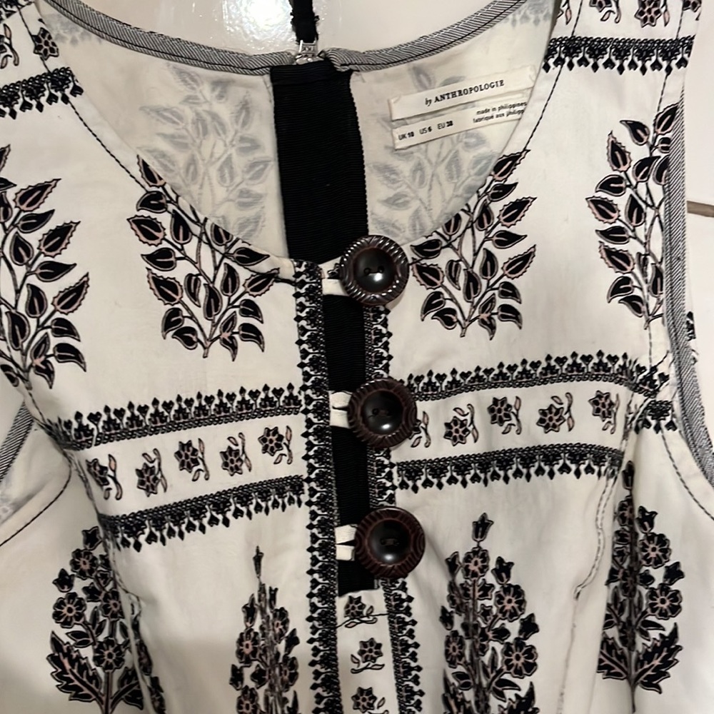 Anthropologie BOHO floral print A line midi  dress pockets zip back sz 6 small - Picture 3 of 6